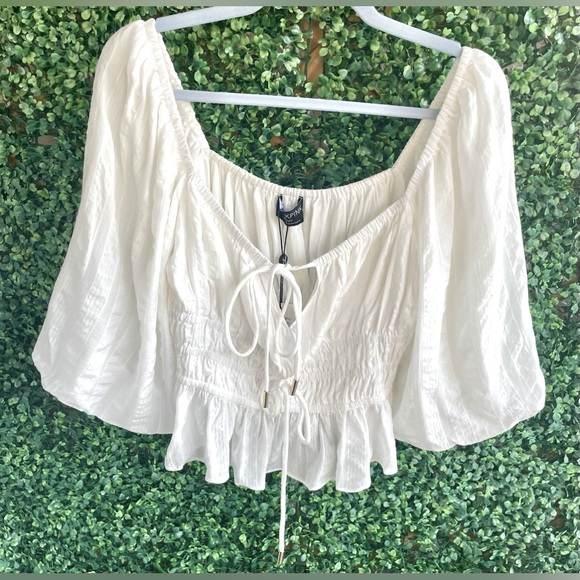 MINKPINK Tops - MinkPink - NWT | Revolve White Norah Top Tie Front | Sz Lg | Made in Australia